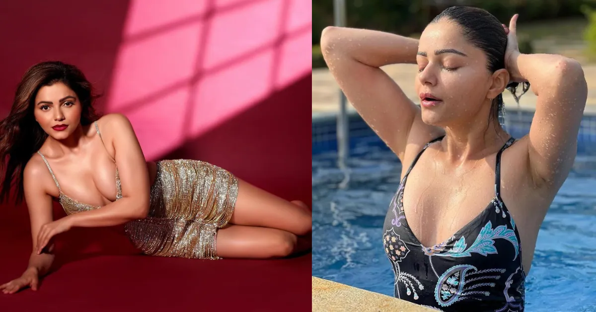 Rubina dilaik photo shoot and in swimming pool in black swimsuit